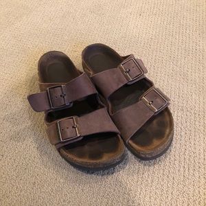 Brown leather Birkenstocks
